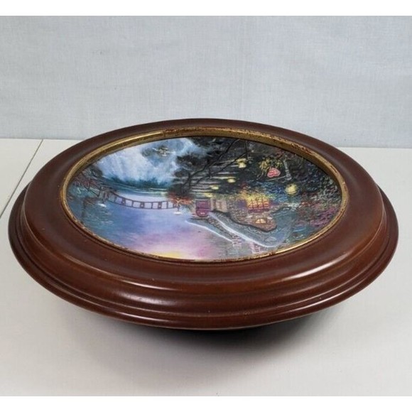Vintage 1993 Thomas Kinkade FALBROOKE COTTAGE Enchanted Cottages Round Plate - Picture 7 of 16